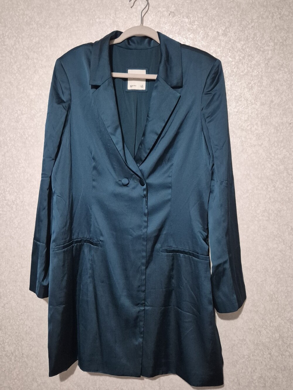 Abercrombie & Fitch Green Emerald Satin Longline Blazer Jacket-Dress-Size:L
